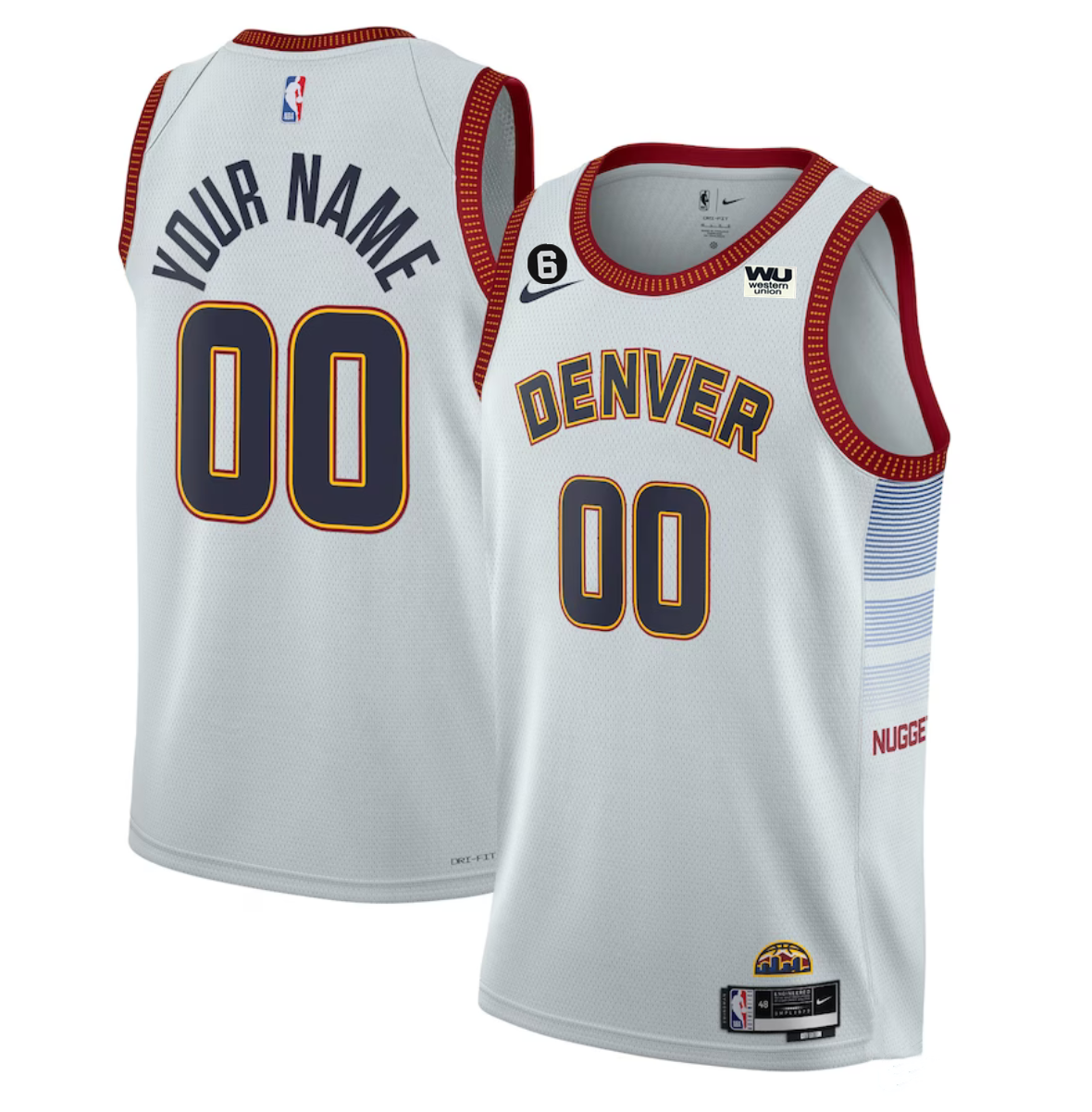 Men's Denver Nuggets Active Player Custom White 2022/23 Icon Edition With NO.6 Patch Stitched Jersey